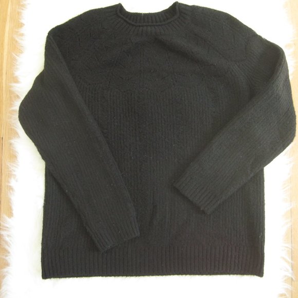 Talbots Women's Black Crew Neck Sweater Size L Wool Alpaca Blend Super Soft - Picture 3 of 7